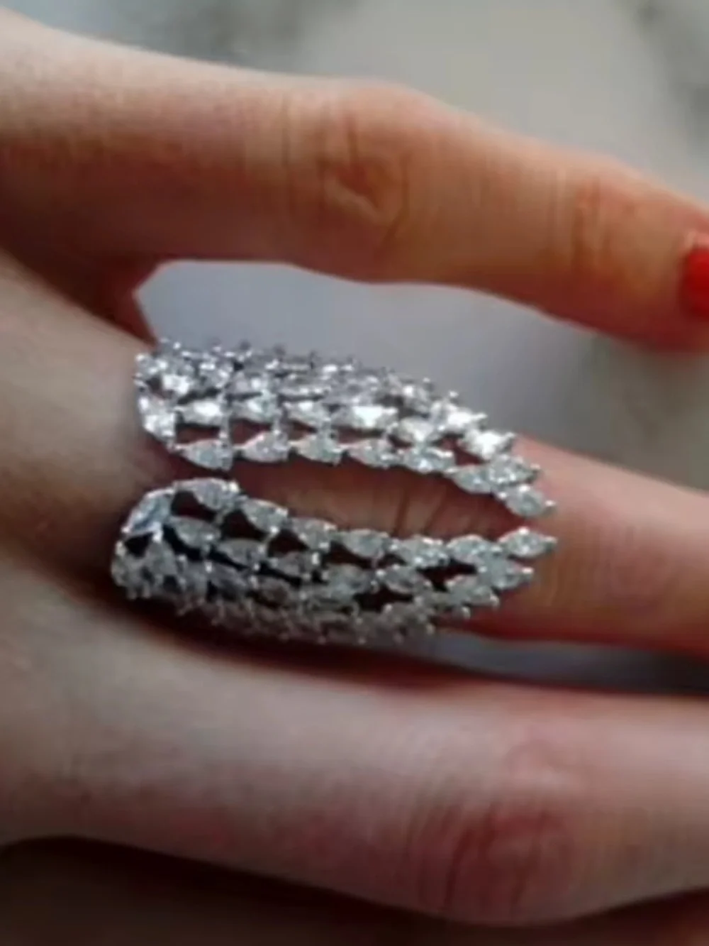 Silver Crystal Wing Wrap Ring